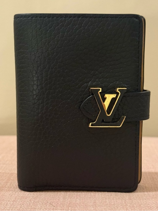 Louis Vuitton Handbags - Louis Vuitton Black Leather Wallet with Gold LV Logo